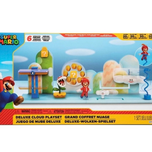New Super Mario Deluxe Cloud Playset 6 interactive pieces - Picture 1 of 8